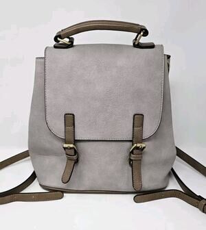 Jen & Co Brooks Backpack Gray Convertible Purse Bag Vegan Leather
